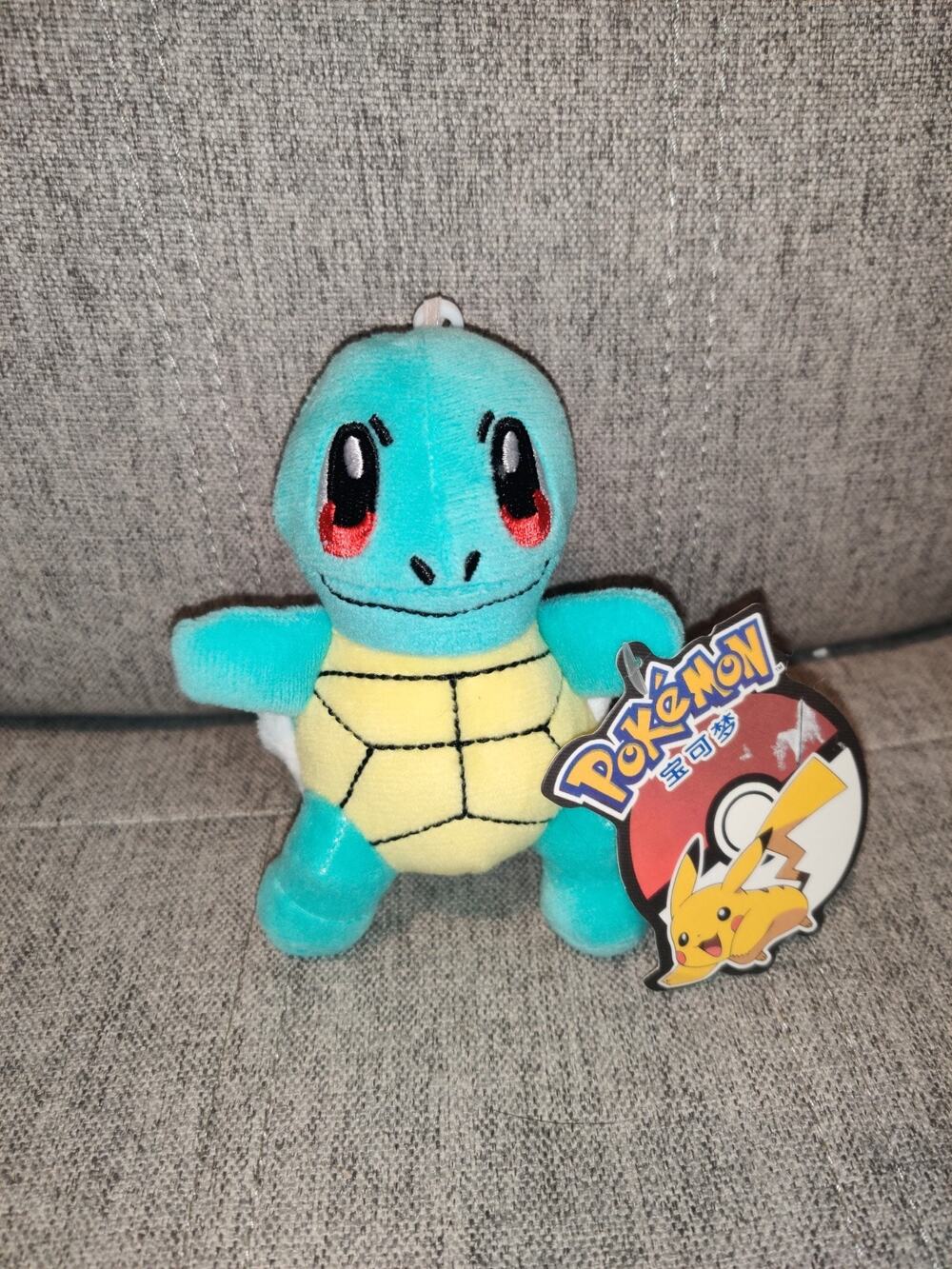 Pokémon PLUSH SQUIRTLE KEYCHAIN - 4" Clip Key Chain Stuffed Animal - TOMY